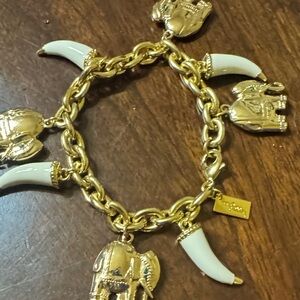 Lilly Pulitzer Gold and White Elephant Charm Bracelet